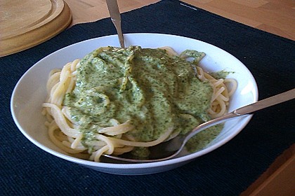 Spaghetti mit Spinatsauce 11