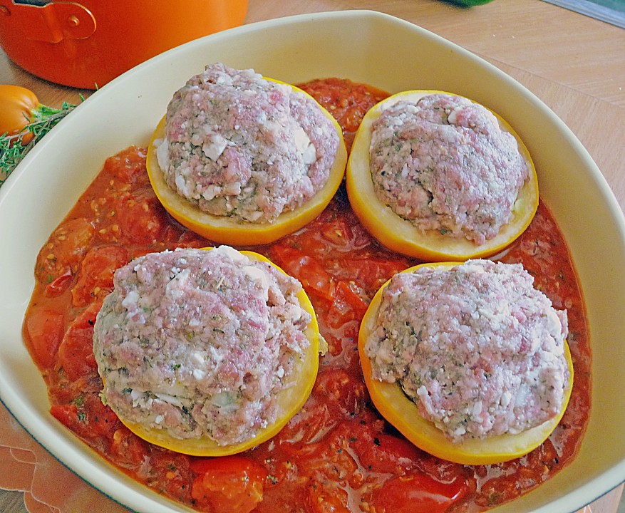 Annas gefüllte Zucchini im Tomatenbett von arthurdent42 | Chefkoch.de