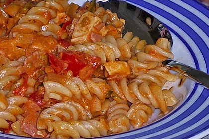 Penne mit Hähnchen und Champignons 19