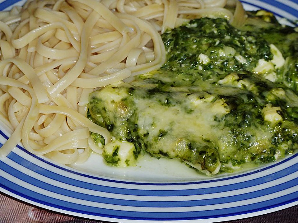 Seelachsfilet mit Spinat - Feta - Kruste von schnurps | Chefkoch.de