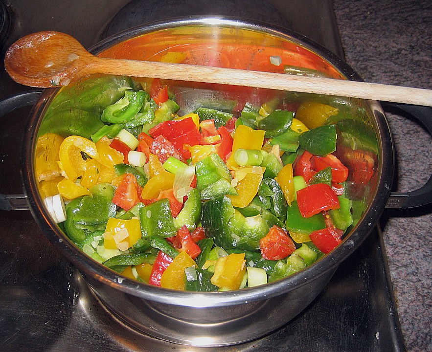 Paprika Lachs Pfanne mit Pasta von bross Chefkoch.de