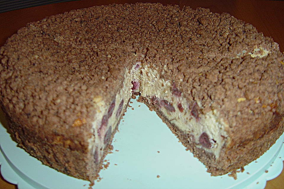 Schoko - Streuselkuchen mit Vanille - Kirschfüllung von Perle | Chefkoch.de