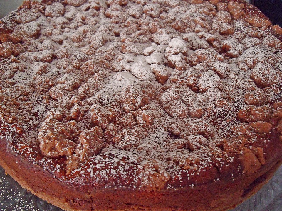Schoko - Streuselkuchen mit Vanille - Kirschfüllung von Perle | Chefkoch.de