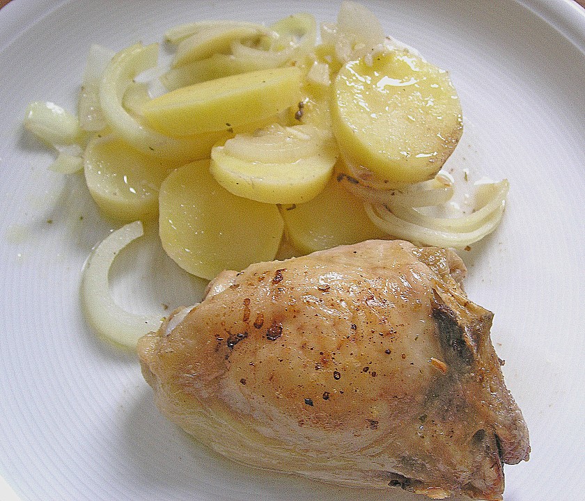 Arabisches Zitronen - Knoblauch Huhn mit Kartoffeln und Zwiebeln von ...