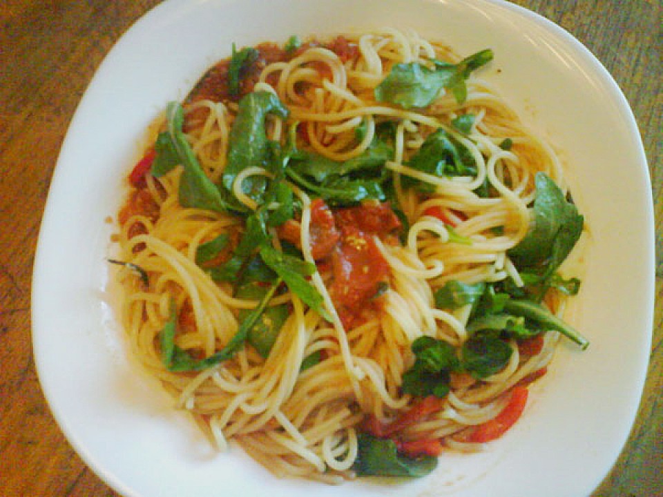Spaghetti mit Tomaten und Rucola von simone2 | Chefkoch.de