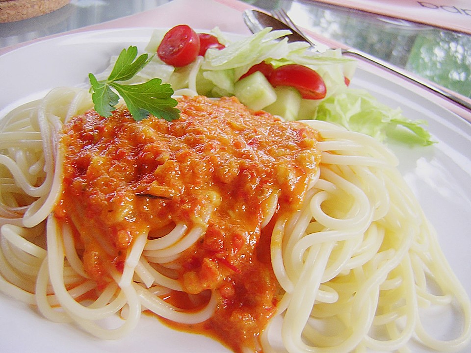 Spaghetti mit Paprika Rahm Sauce von julmul Chefkoch.de
