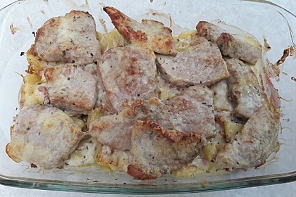 Bratkartoffelauflauf mit Schnitzel 12