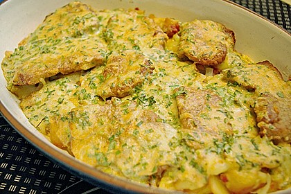 Bratkartoffelauflauf mit Schnitzel 3