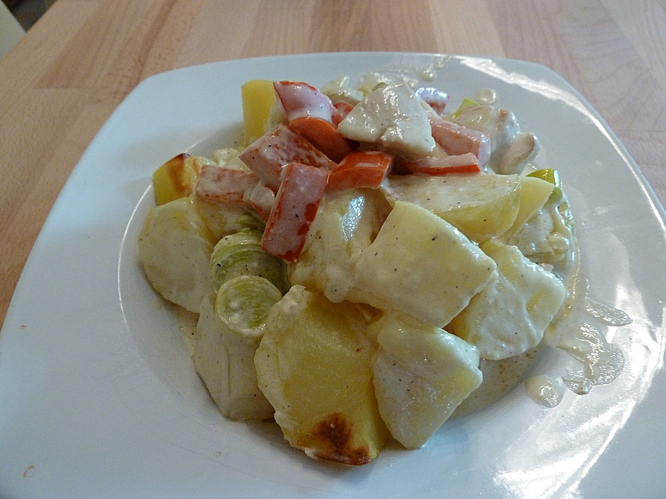 Gebackene Kartoffeln mit Lauch und Hähnchen von aKoenn | Chefkoch.de