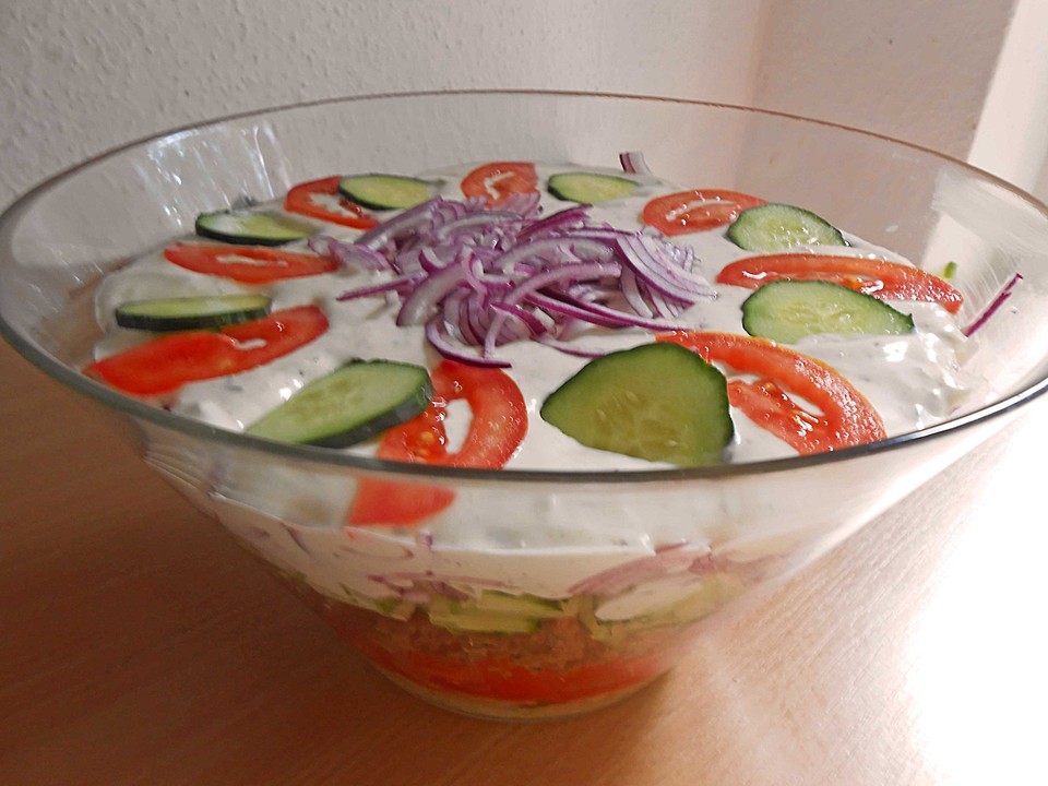 Griechischer Gyros - Schichtsalat von uschreiner | Chefkoch.de