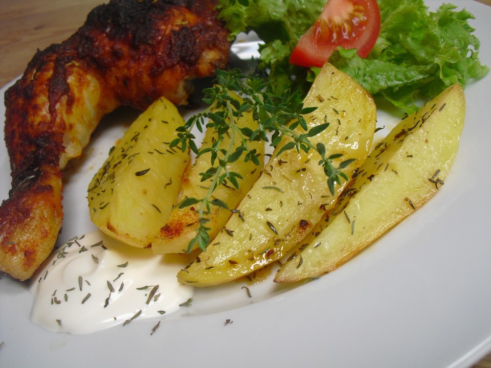 Gebackene Kartoffelspalten griechische Art von wzebel | Chefkoch.de