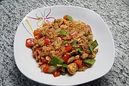 Gebratener Reis mit Hühnchen 10