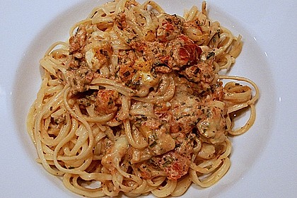 Dieters Linguine mit würziger Camembert - Tomaten - Sauce 4
