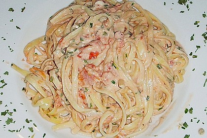 Dieters Linguine mit würziger Camembert - Tomaten - Sauce 20