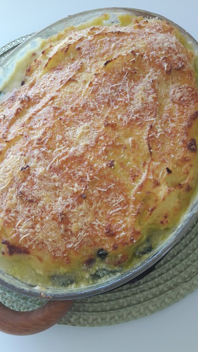 Fischauflauf mit Spinat und Kartoffelbrei von beamie | Chefkoch.de