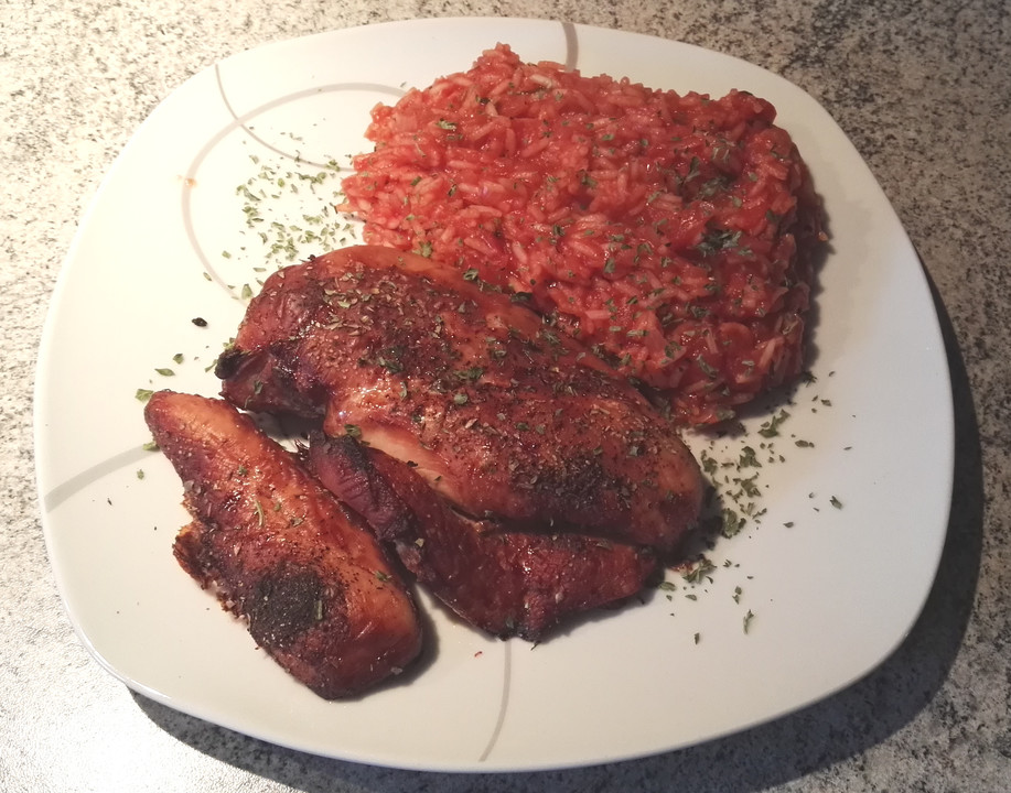 Hähnchensteaks auf Tomatenreis von schrat | Chefkoch.de