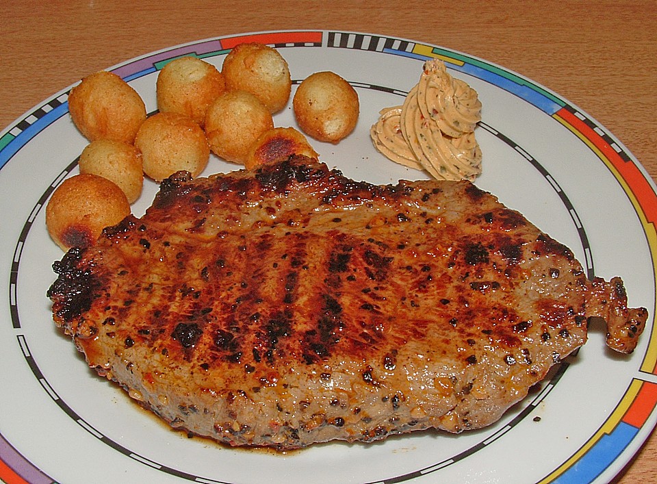Mariniertes Steak mit Grillkartoffel und Gemüsespieß von chefkoch ...