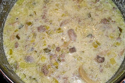 Porree-Käsesuppe mit Hack 9