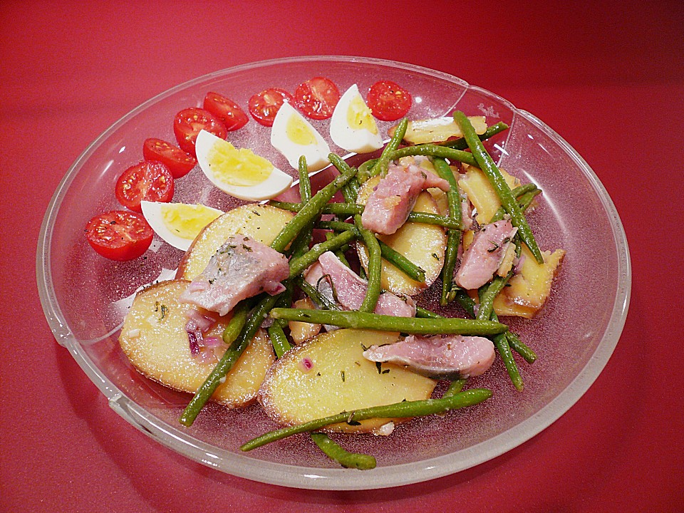 Einfach zuzubereitender Matjes - Kartoffelsalat mit grünen Bohnen von ...