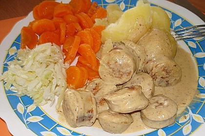 Grobe Bratwurst in Senf - Sahne - Sauce 4