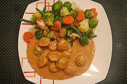 Grobe Bratwurst in Senf - Sahne - Sauce 3