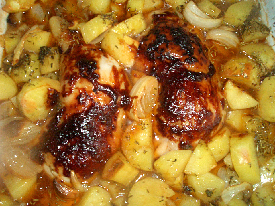 Hähnchen in Barbecuemarinade mit Kartoffeln von Koelkast | Chefkoch.de