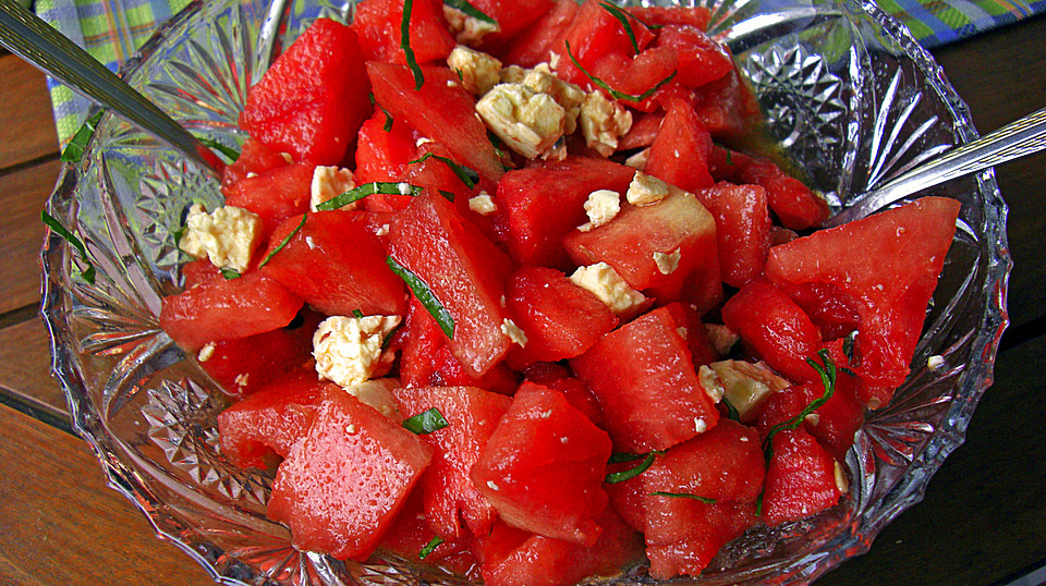 Wassermelonen - Salat mit Schafskäse und Minze von Hely01 | Chefkoch.de