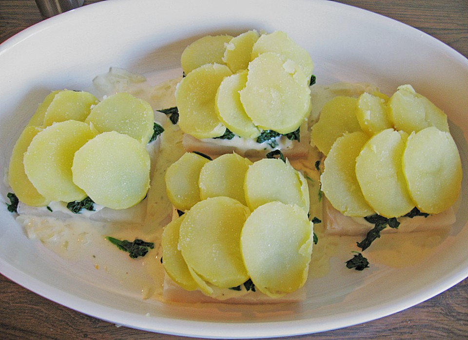 Spinat - Kartoffelgratin mit Kabeljaufilet von Elfenlied | Chefkoch.de