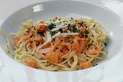 Pasta mit Knoblauch - Tomaten - Shrimps 6