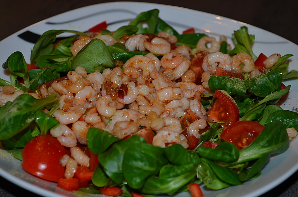 Chili - Knoblauch - Garnelen mit Feldsalat von Jazelyn | Chefkoch.de