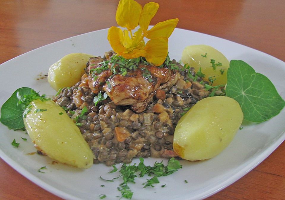 Poulardenbrust auf Sahnelinsen von Nearlyheadlessnick | Chefkoch.de